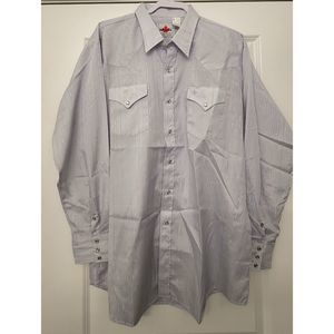 Vintage Made in Canada Pearl Snap Long Sleeve XL MWG Blue and White Button Down